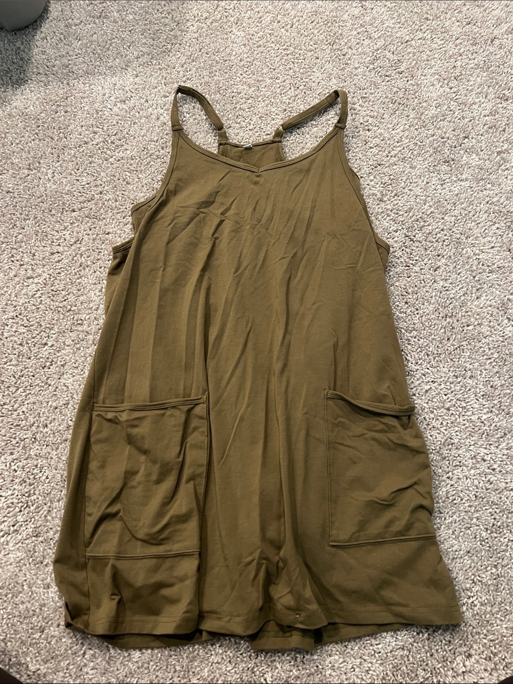 Women’s Olive Green Tank Skort Dress with Front Pockets